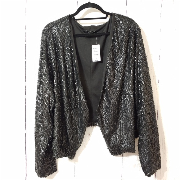 NWT Torrid 4 Black Drape Front Sequin Jacket 4X 26 - Picture 5 of 8